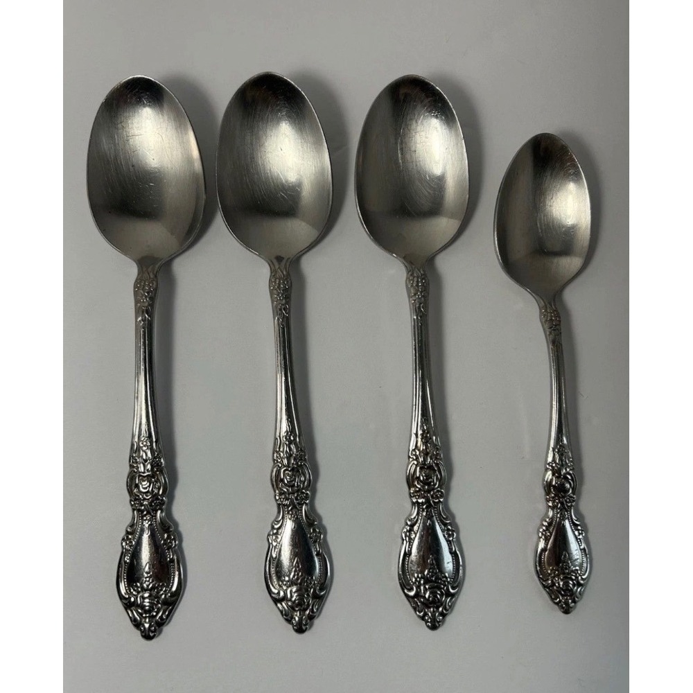Oneida USA Floral Stainless Flatware 3 Tablespoons 1 Teaspoon Set 4pc